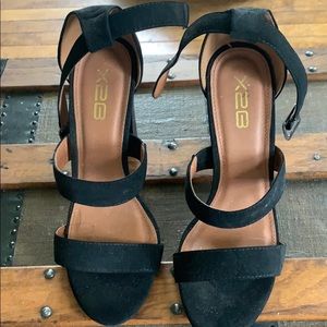 Black Suede Block Heel Sandal